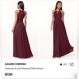 Azazie Red Pleated Halter Maxi Dress